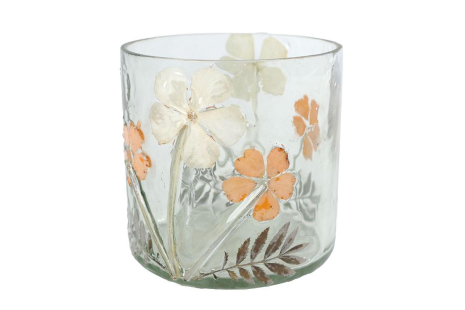 Theelichth Ines L gemixte kleuren glas 11x11x13cm