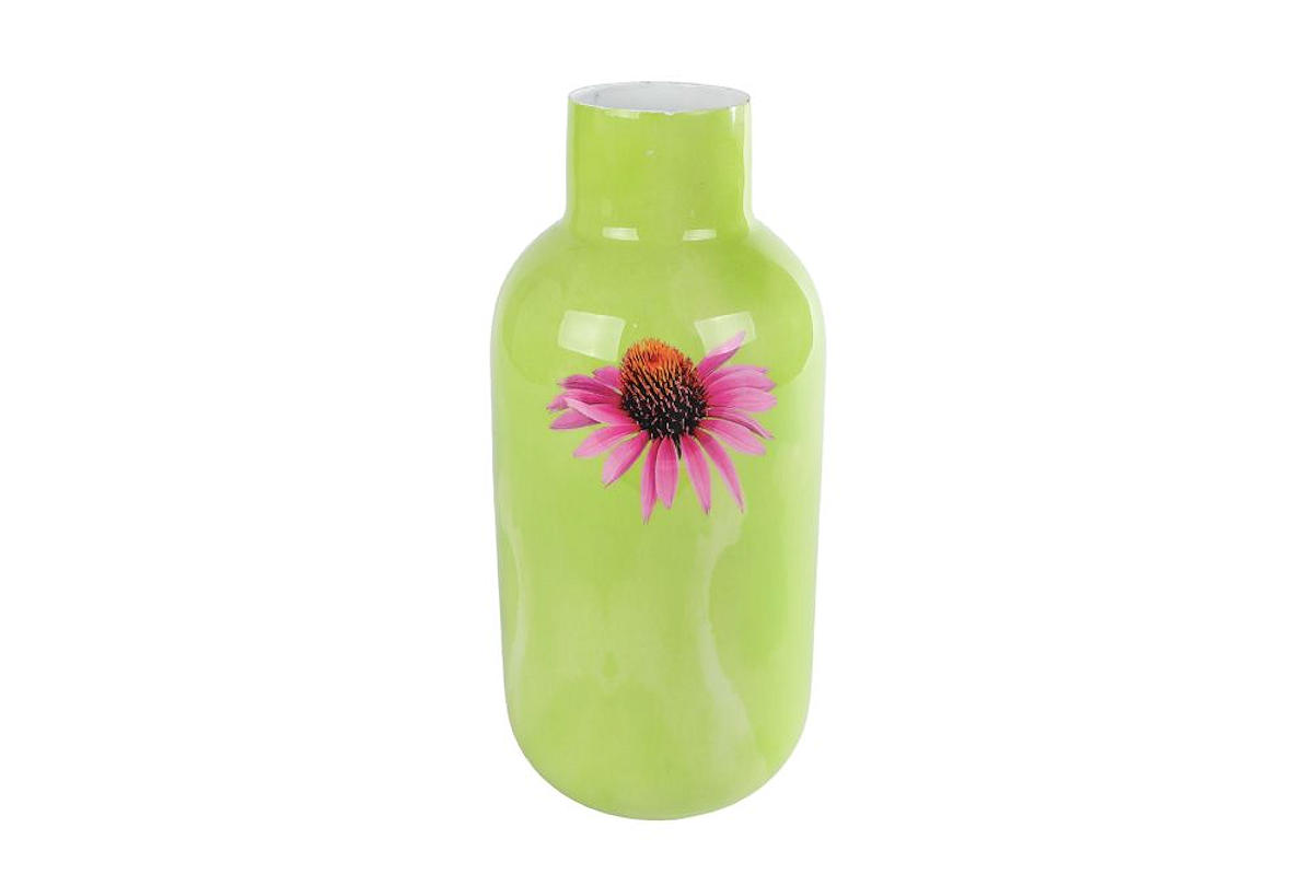 Vaas Zonnehoed groen metaal 11x11x25cm