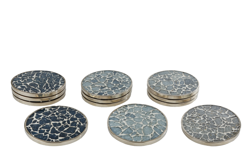 Onderzetter Julie mixed color hout 10cm set 4 stuks