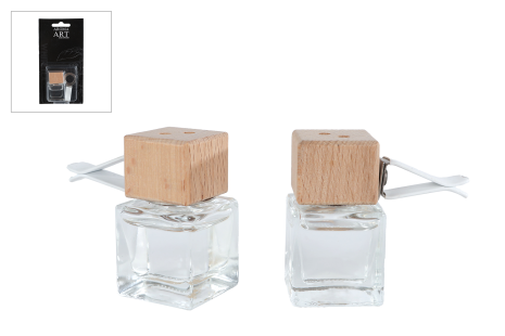 Diffuserset "Aroma Art" car clip a4 glas/hout 3,5x3,5x5cm