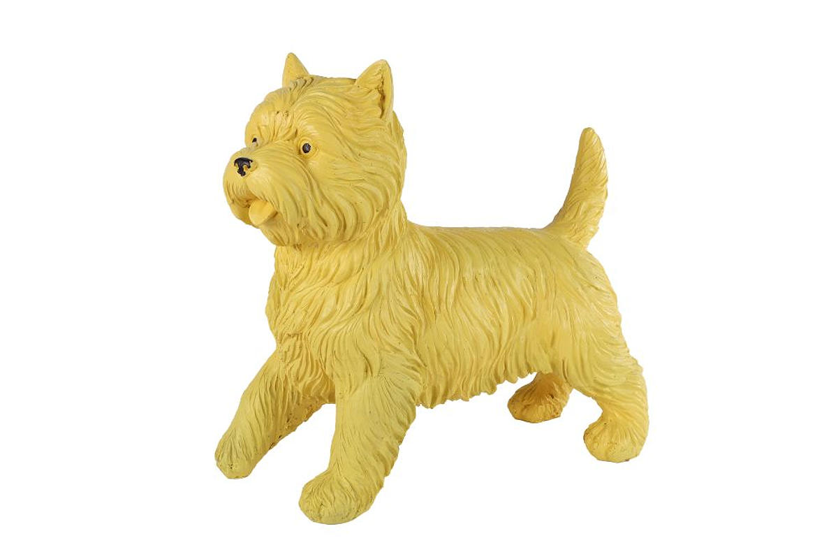 Sculptuur Cairn Terrier geelpolystone 38x15,5x35cm