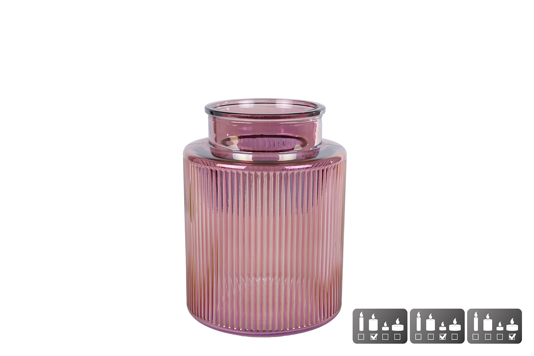 Vaas/windlicht Niamh S paars glas 13x13x17cm