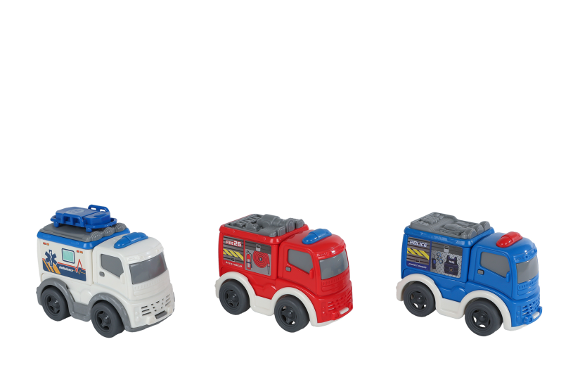 Mini Club rescue voertuig free wheel 3ass 8cm