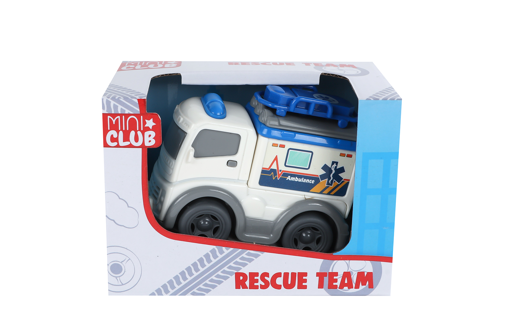 Mini Club rescue voertuig free wheel 3ass 8cm