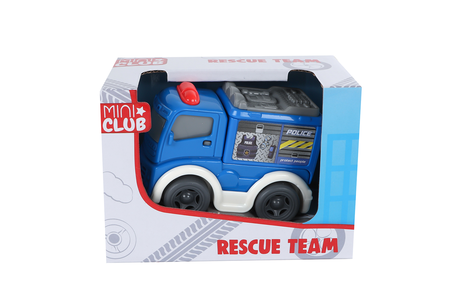 Mini Club rescue voertuig free wheel 3ass 8cm