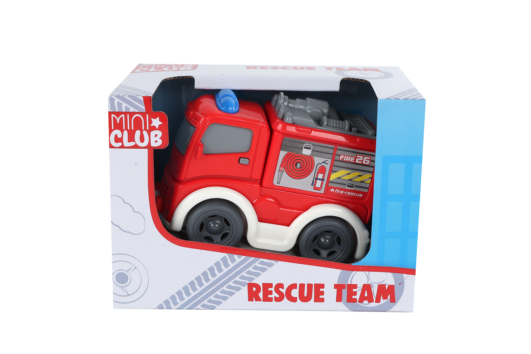 Mini Club rescue voertuig free wheel 3ass 8cm