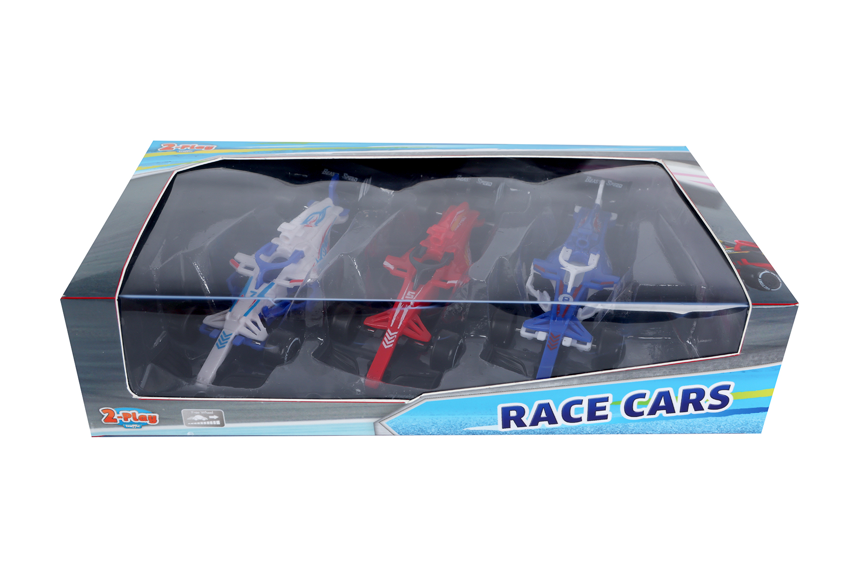 2-Play formula race auto 3 stuks ass free wheel 12,5cm