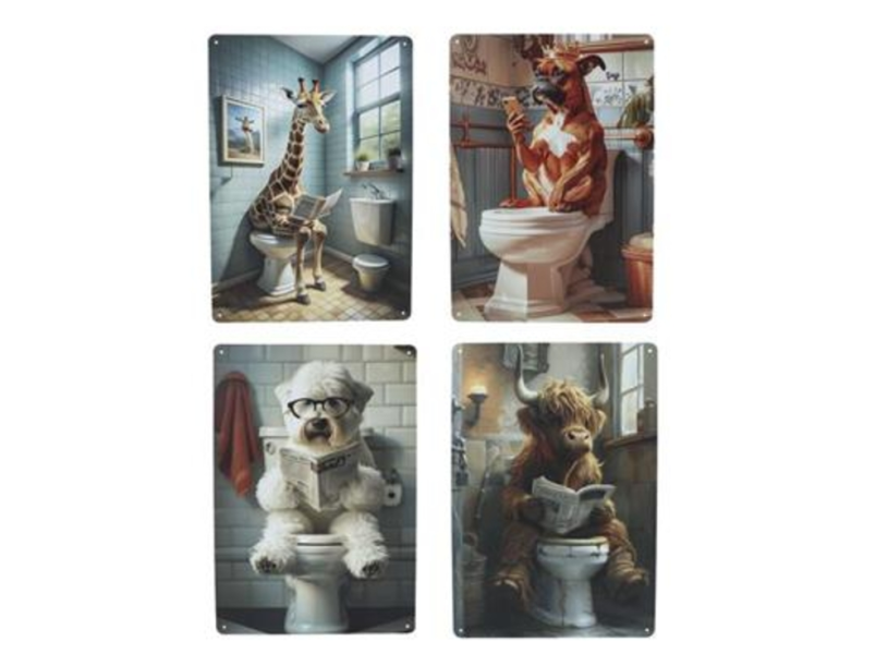 Wandbord Animals Toilet 20x30x0,5cm assorti
