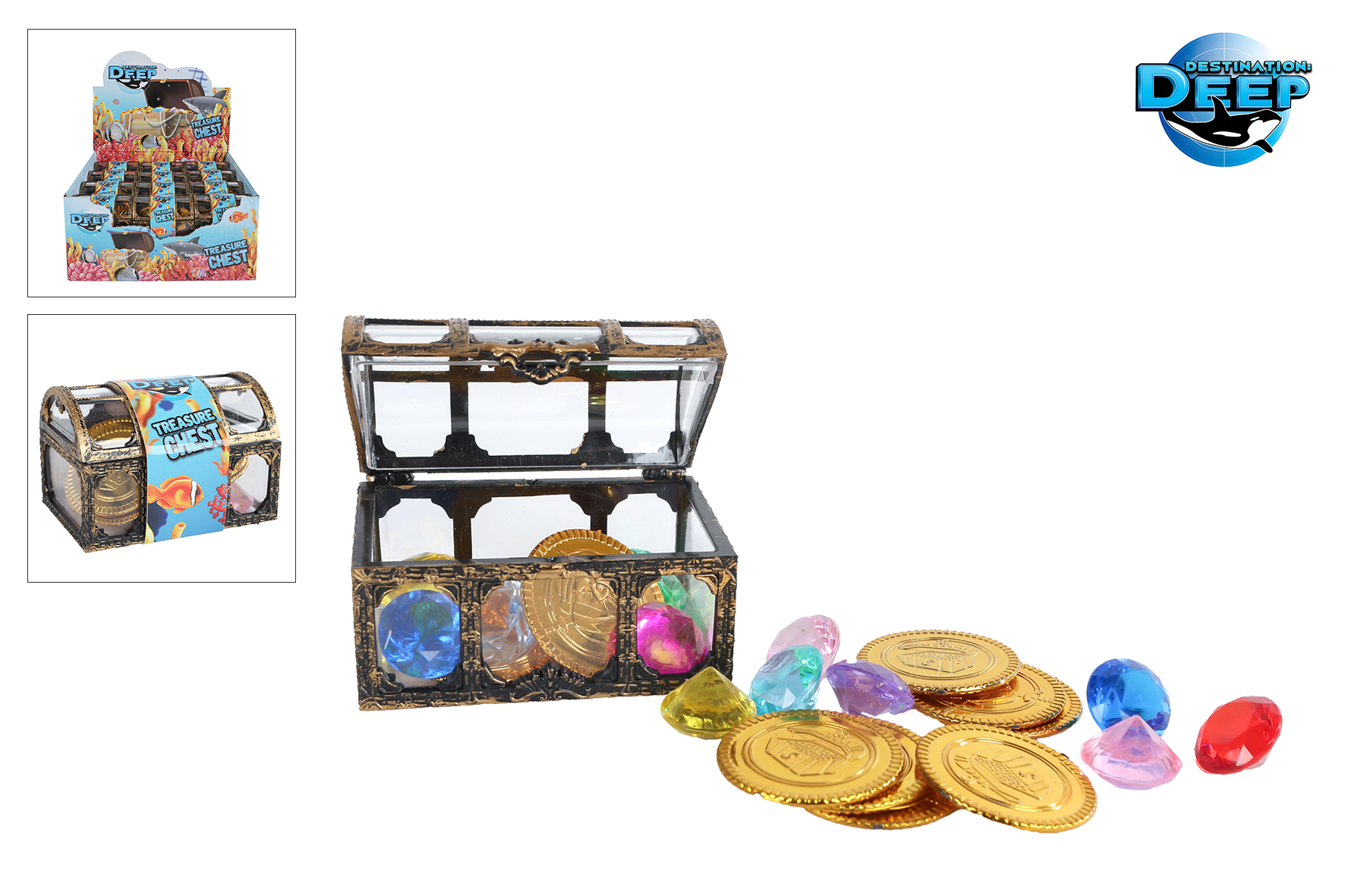 Destination Deep schatkist 12 munten en 12 diamanten 7,5cm