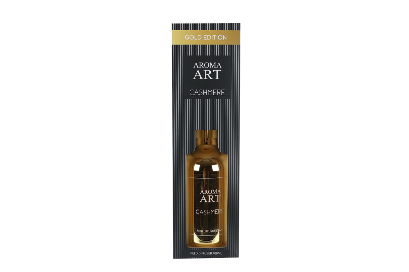 Diffuserset Aroma Art cashmere 400ml goud 7,5x7,5x16cm