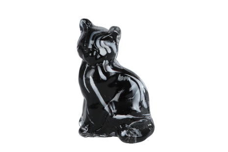 Sculptuur Kat grijs/zwart glas 6,5x5x10cm
