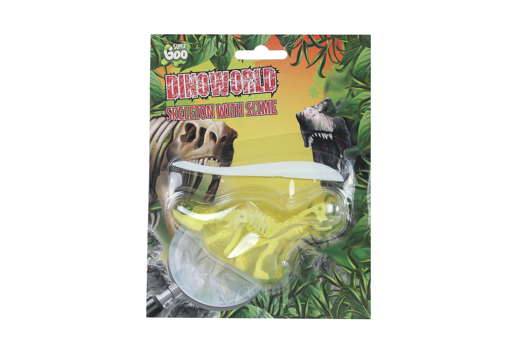 DinoWorld skelet met dinoslijm 6 figuren 4ass kleur 10cm