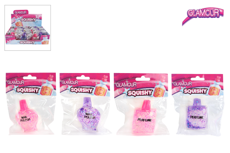 Glamour Squishy knijpflesje parfum/nagellak 2ass kleur 7cm