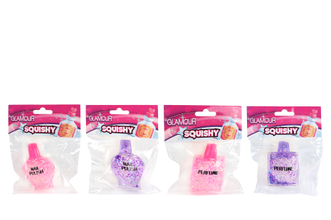 Glamour Squishy knijpflesje parfum/nagellak 2ass kleur 7cm