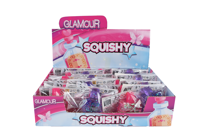 Glamour Squishy knijpflesje parfum/nagellak 2ass kleur 7cm