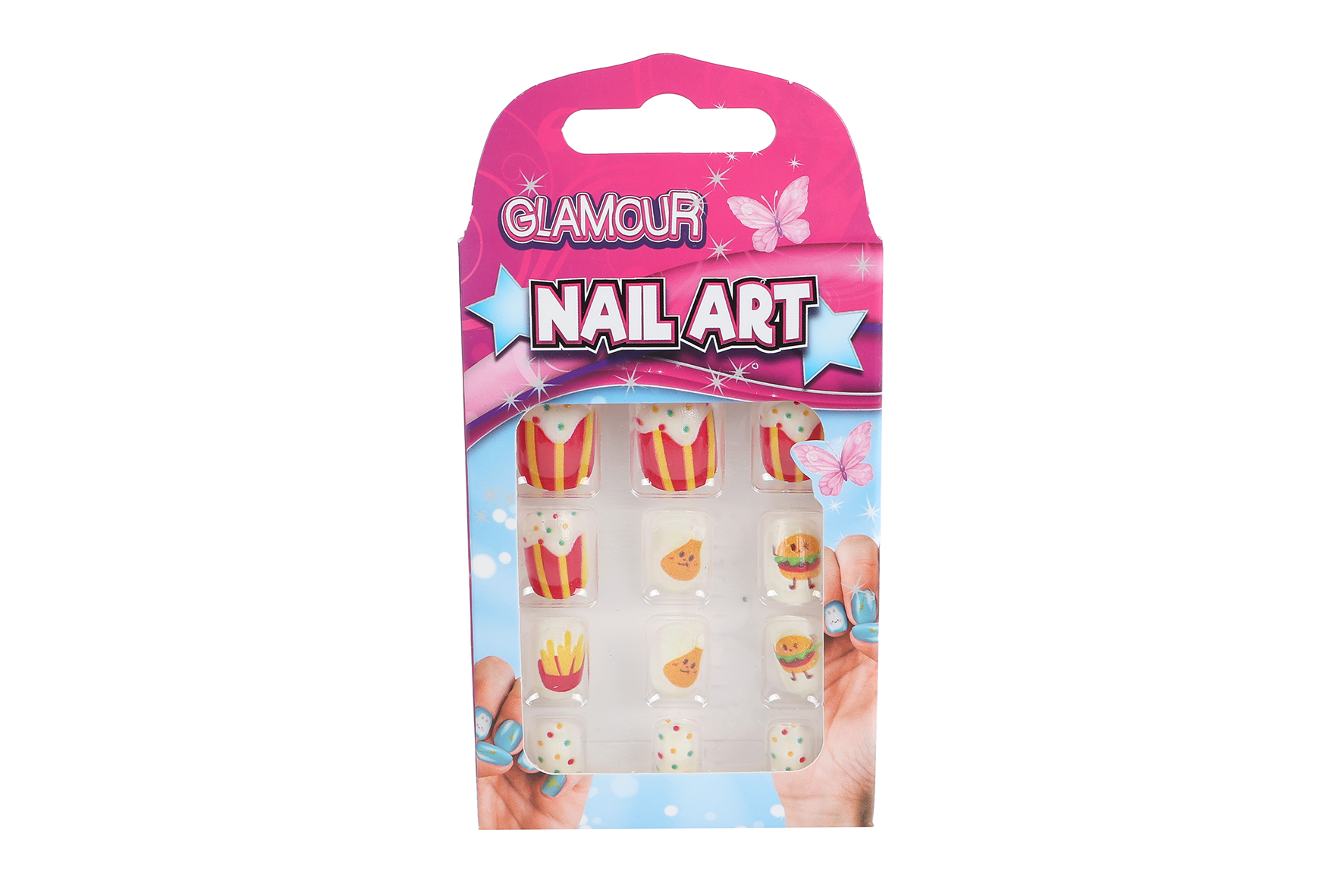 Glamour kunstnageltjes 12stuks 3ass 10cm