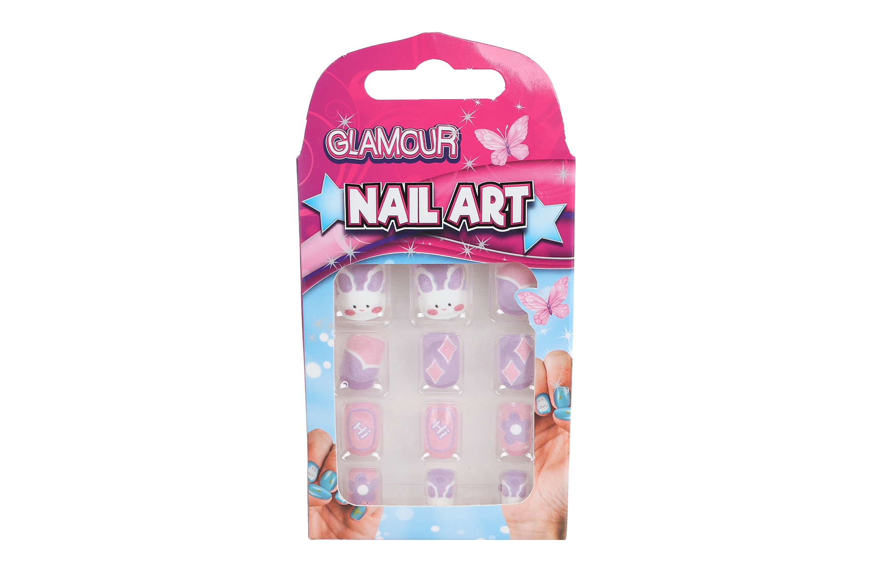 Glamour kunstnageltjes 12stuks 3ass 10cm