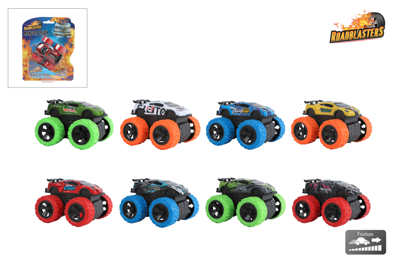 Roadblasters bigfoot spinning auto frictie 8ass 7,5cm