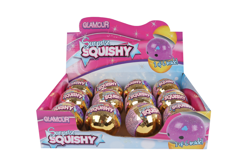 Glamour Squishy surprise glitterbal 6,5cm