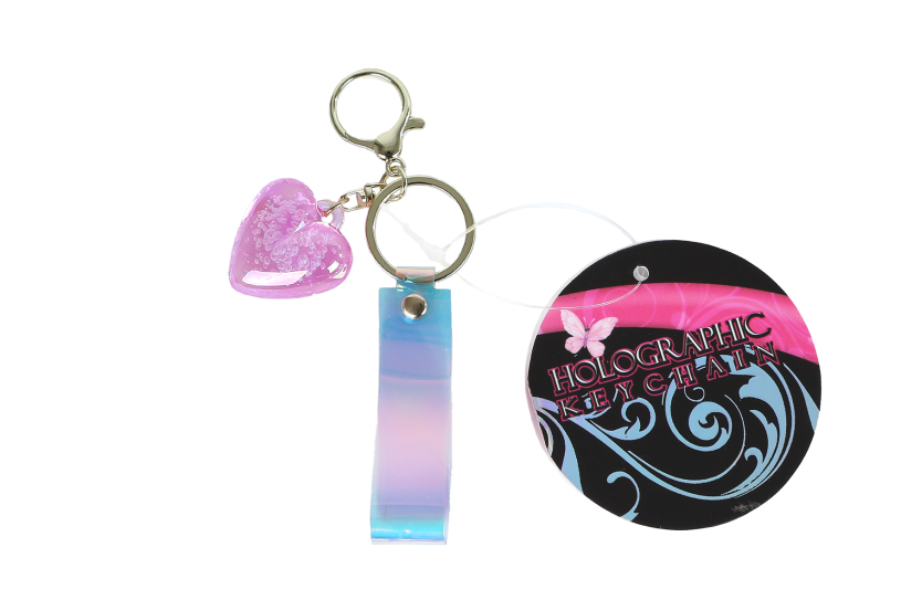 Sleutelhanger holografisch hart/vlinder 6 assorti
