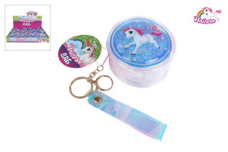 Unicorn portemonnee/etui holografisch rond 8,5cm
