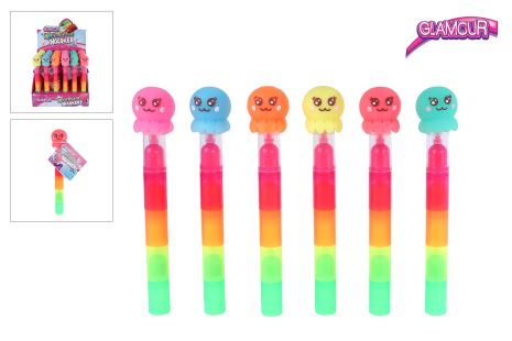 Glamour multi-markeerstiftjes octopus 6ass 18,5cm