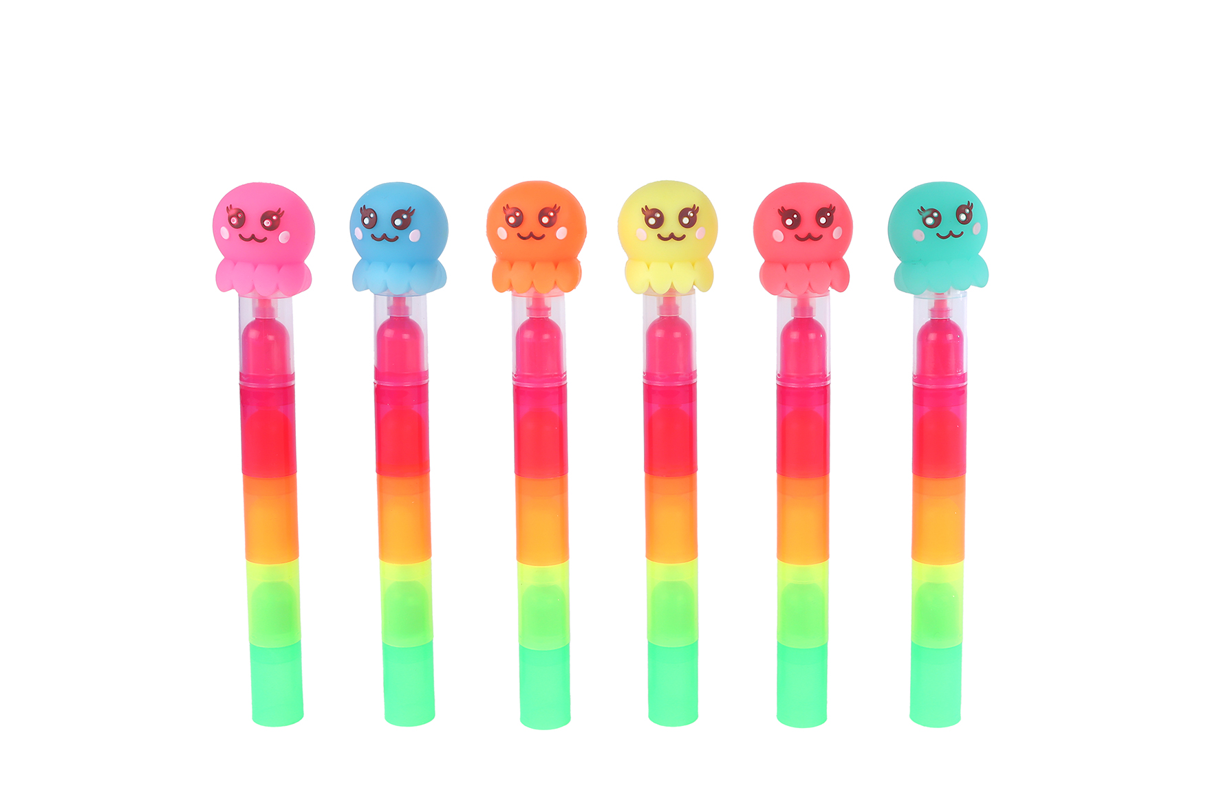 Glamour multi-markeerstiftjes octopus 6ass 18,5cm