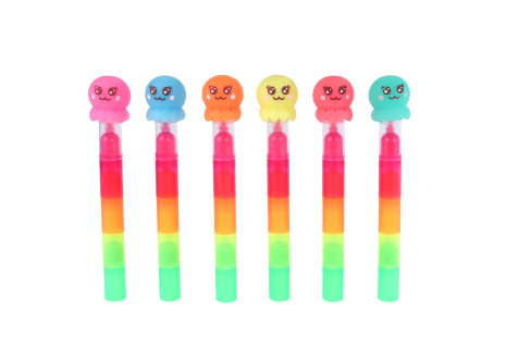 Glamour multi-markeerstiftjes octopus 6ass 18,5cm