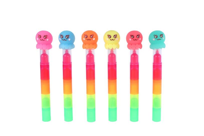 Glamour multi-markeerstiftjes octopus 6ass 18,5cm