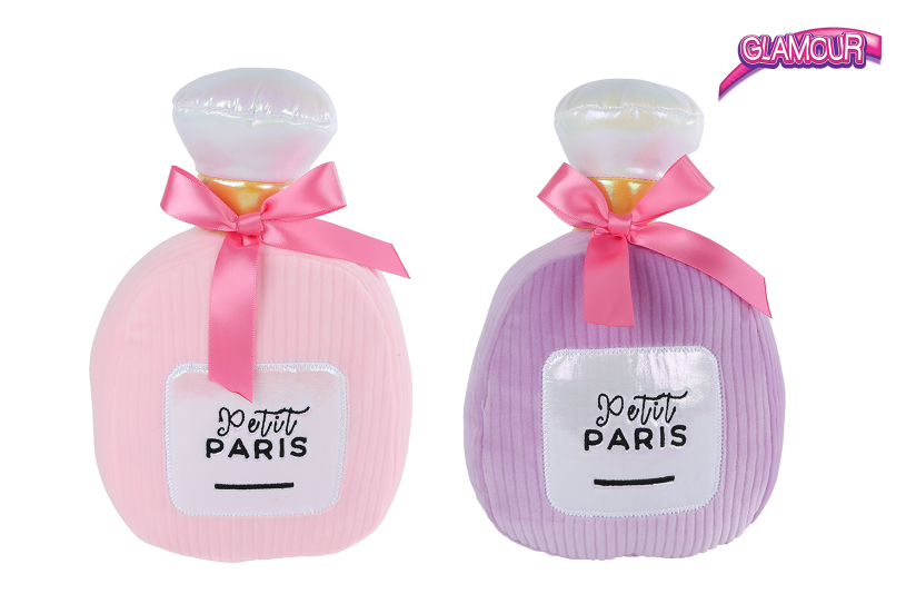 Glamour parfumfles vierkant 2ass pluche 22cm