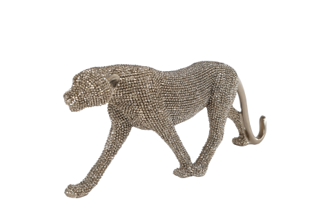 Sculptuur Panter S glinster goud polystone 24,5x5x11cm