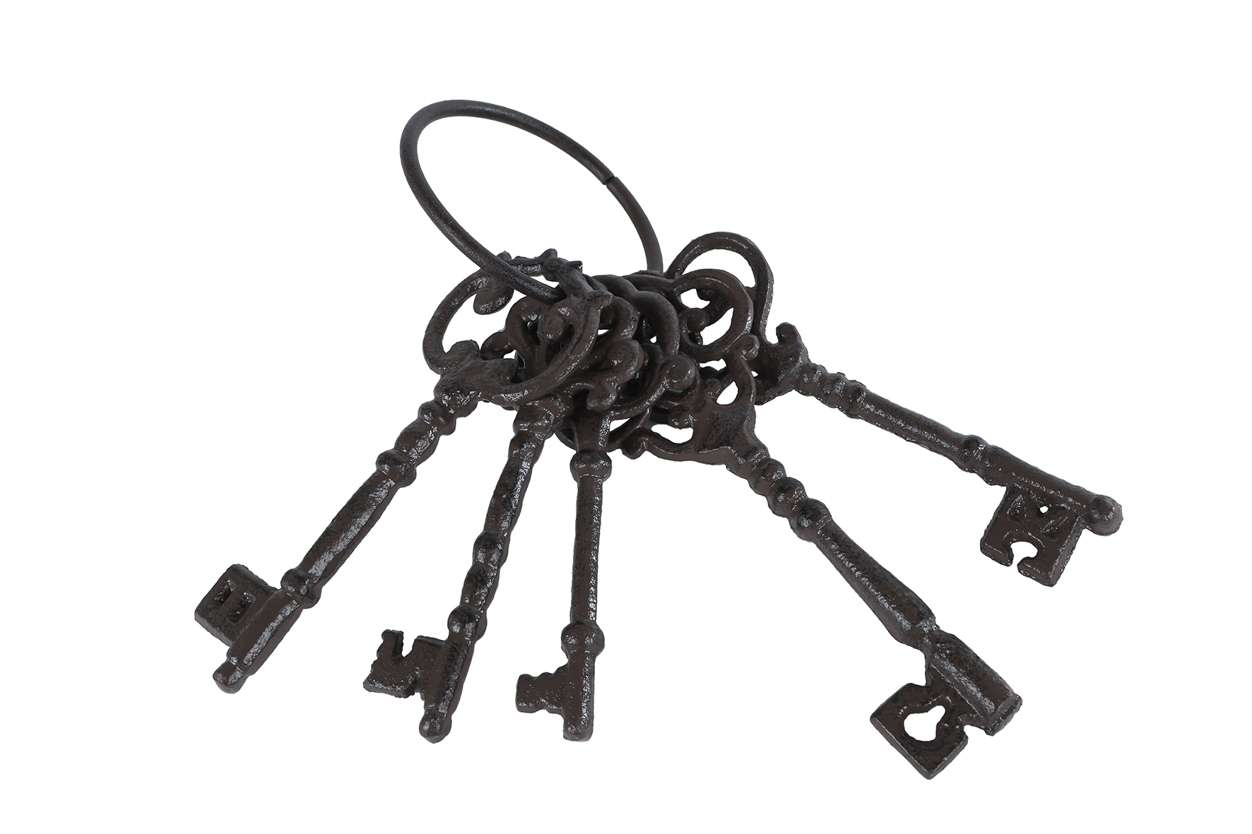 Sleutelbos Vintage 5x zwart metaal 7x8x16,5cm