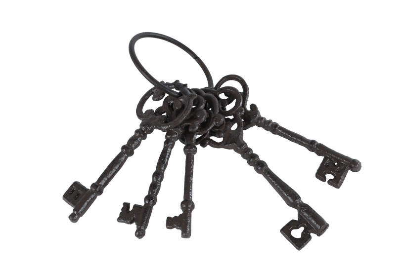 Sleutelbos Vintage 5x zwart metaal 7x8x16,5cm
