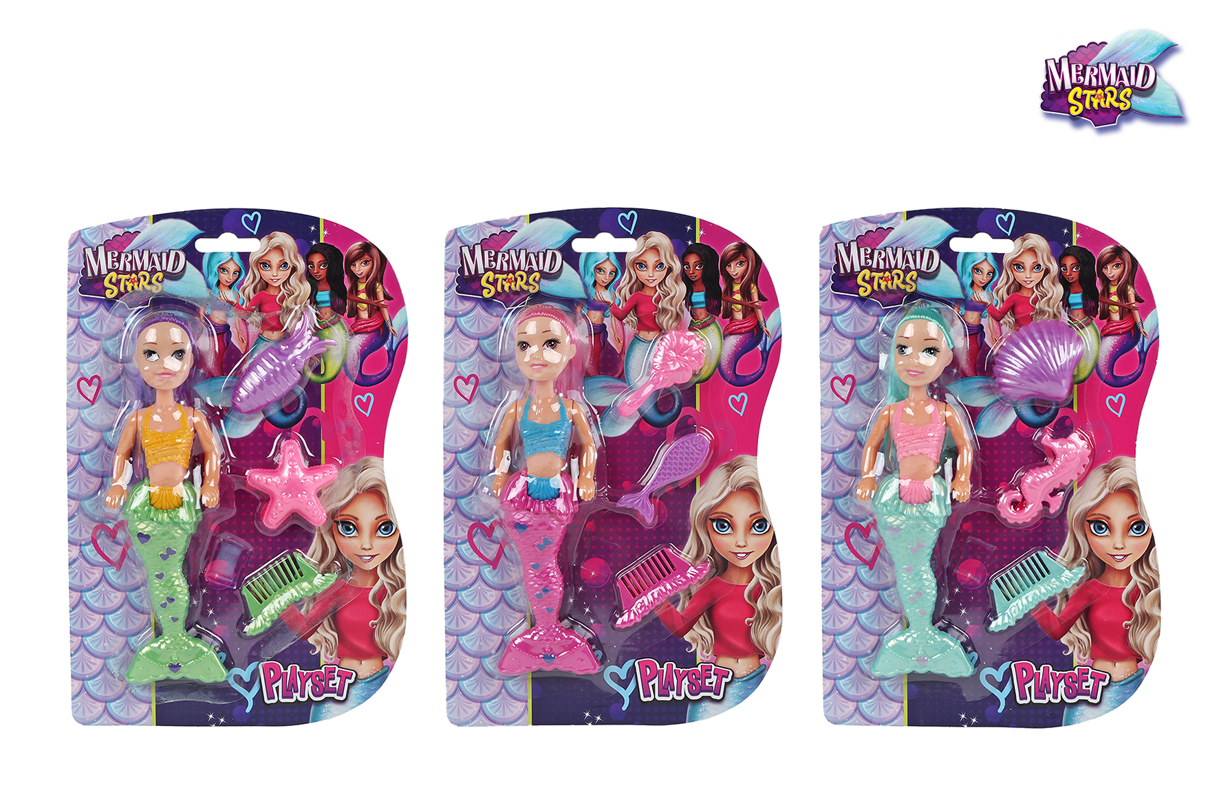 Mermaid Stars mermaid met 3 accessoires 3ass 17cm