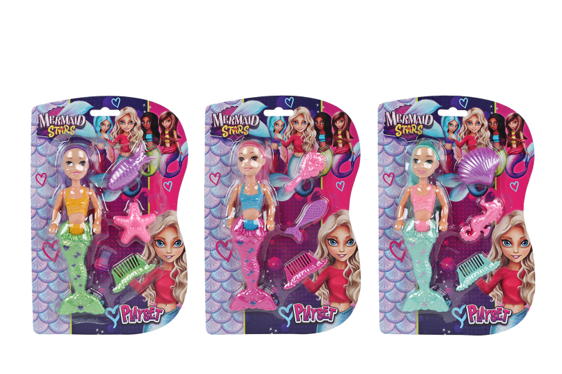 Mermaid Stars mermaid met 3 accessoires 3ass 17cm