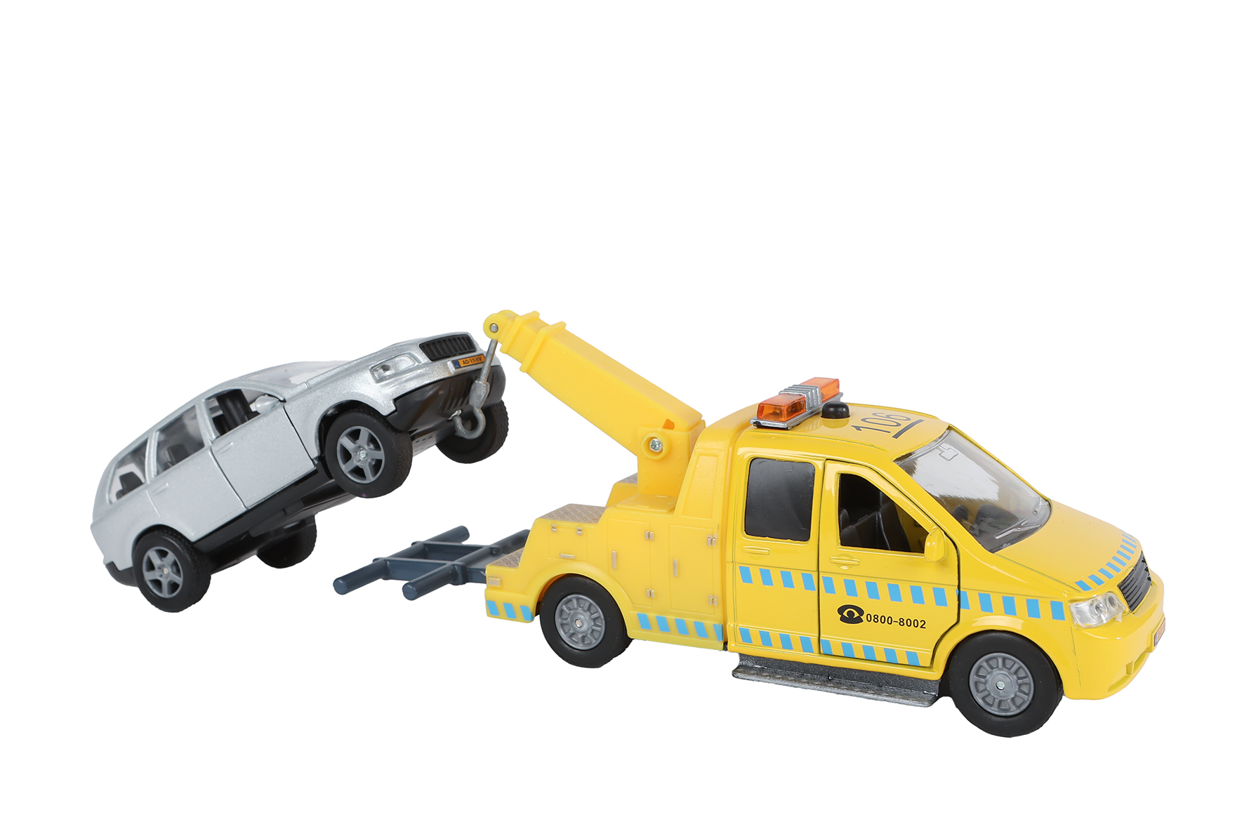 Kids Globe afsleepwagen m/auto L/G die cast pull back 26cm