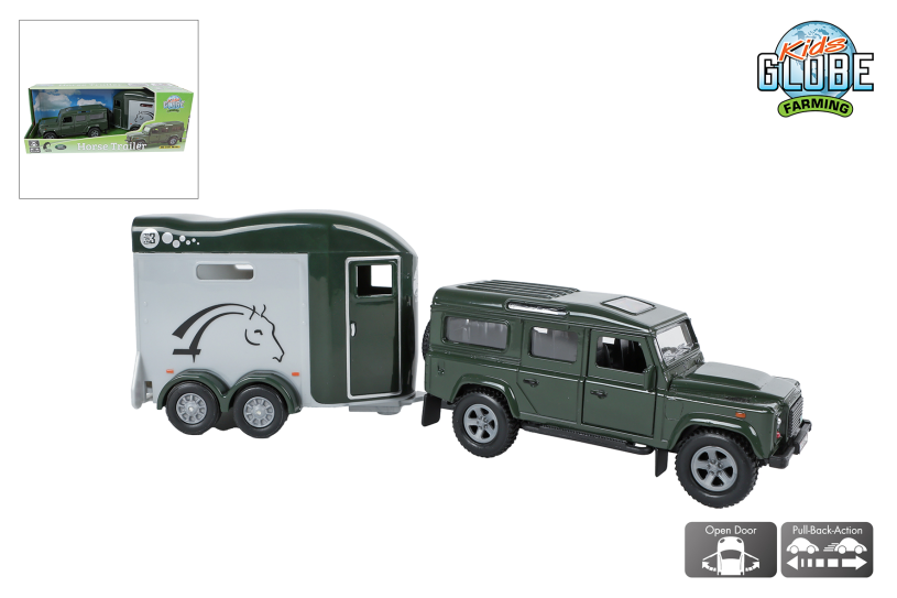 Kids Globe Land Rover met Cheval Liberte paardentrailer 26cm