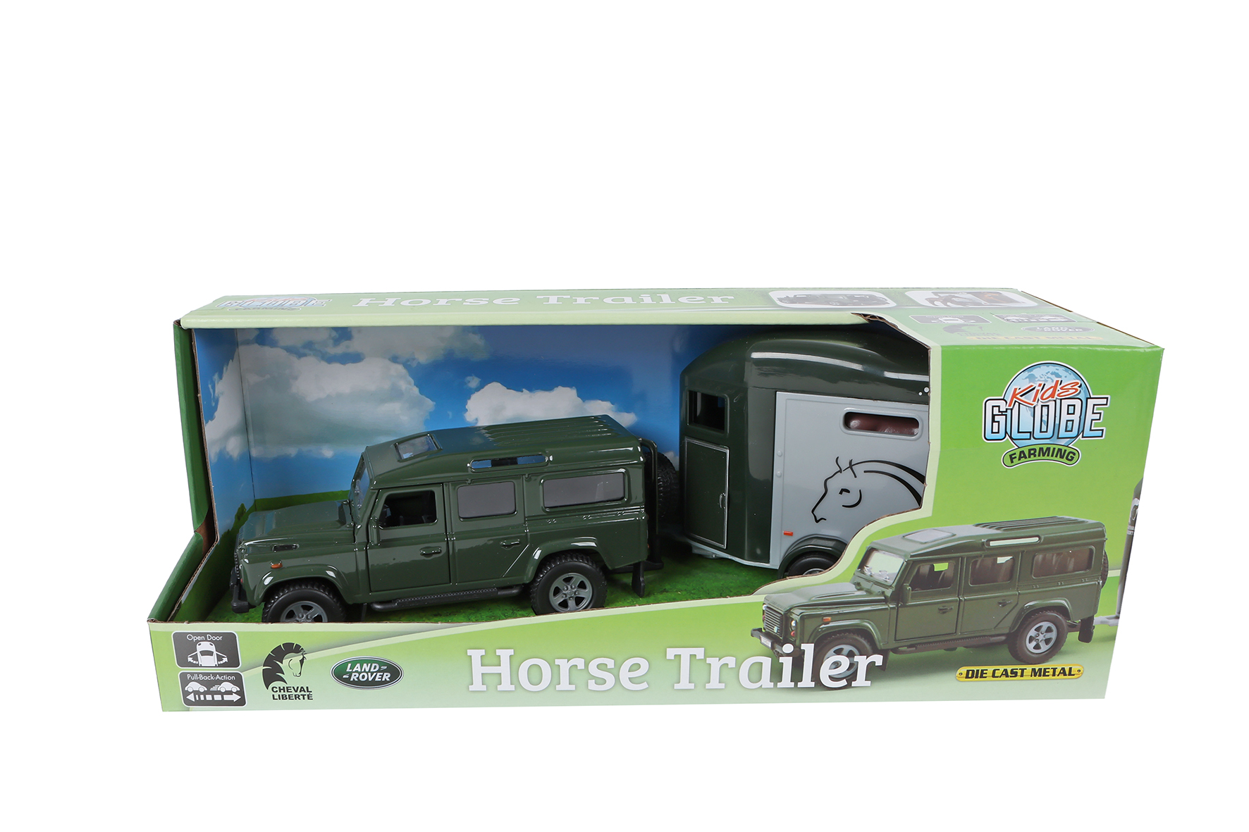Kids Globe Land Rover met Cheval Liberte paardentrailer 26cm