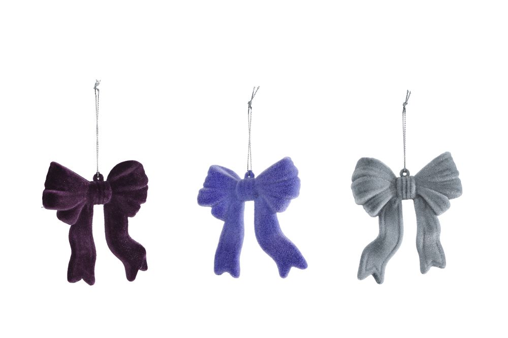 Hang-sculptuur Strik flocked kunststof 10x2,5x8cm assorti