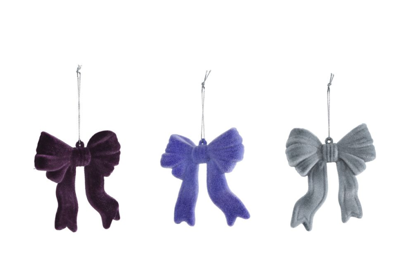 Hang-sculptuur Strik flocked kunststof 10x2,5x8cm assorti