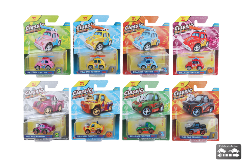 Funny race car die cast pull back 8ass 5cm