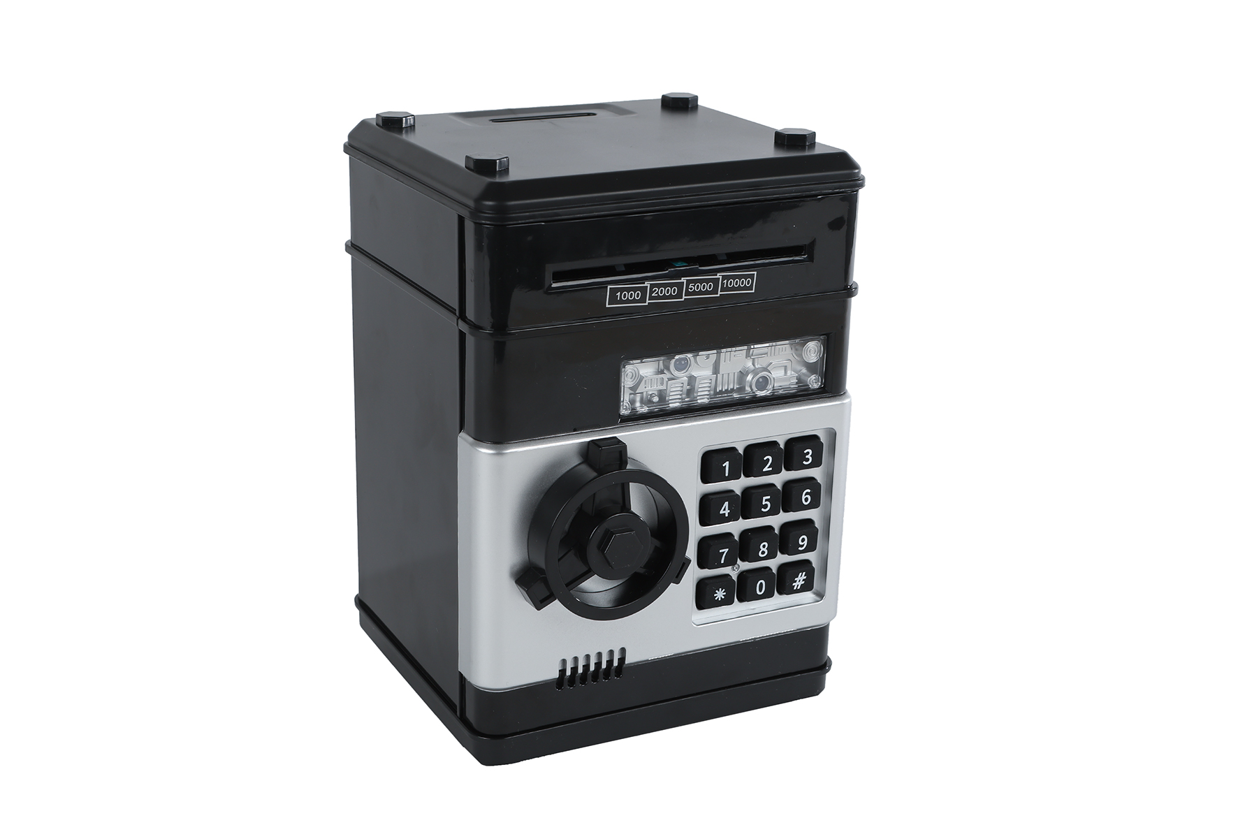Geldkluis met geheime code en licht en geluid 19,5cm zwart