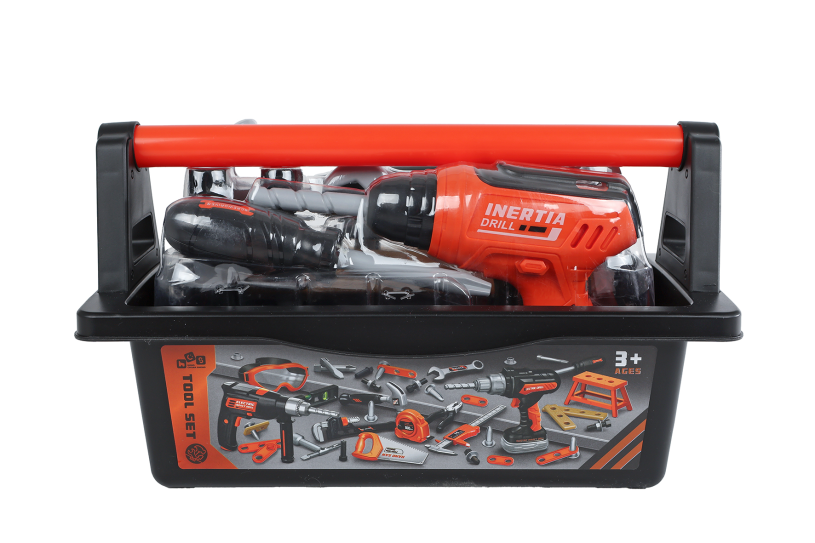 Gereedschapsset in gereedschapsbak met boormachine 18dlg
