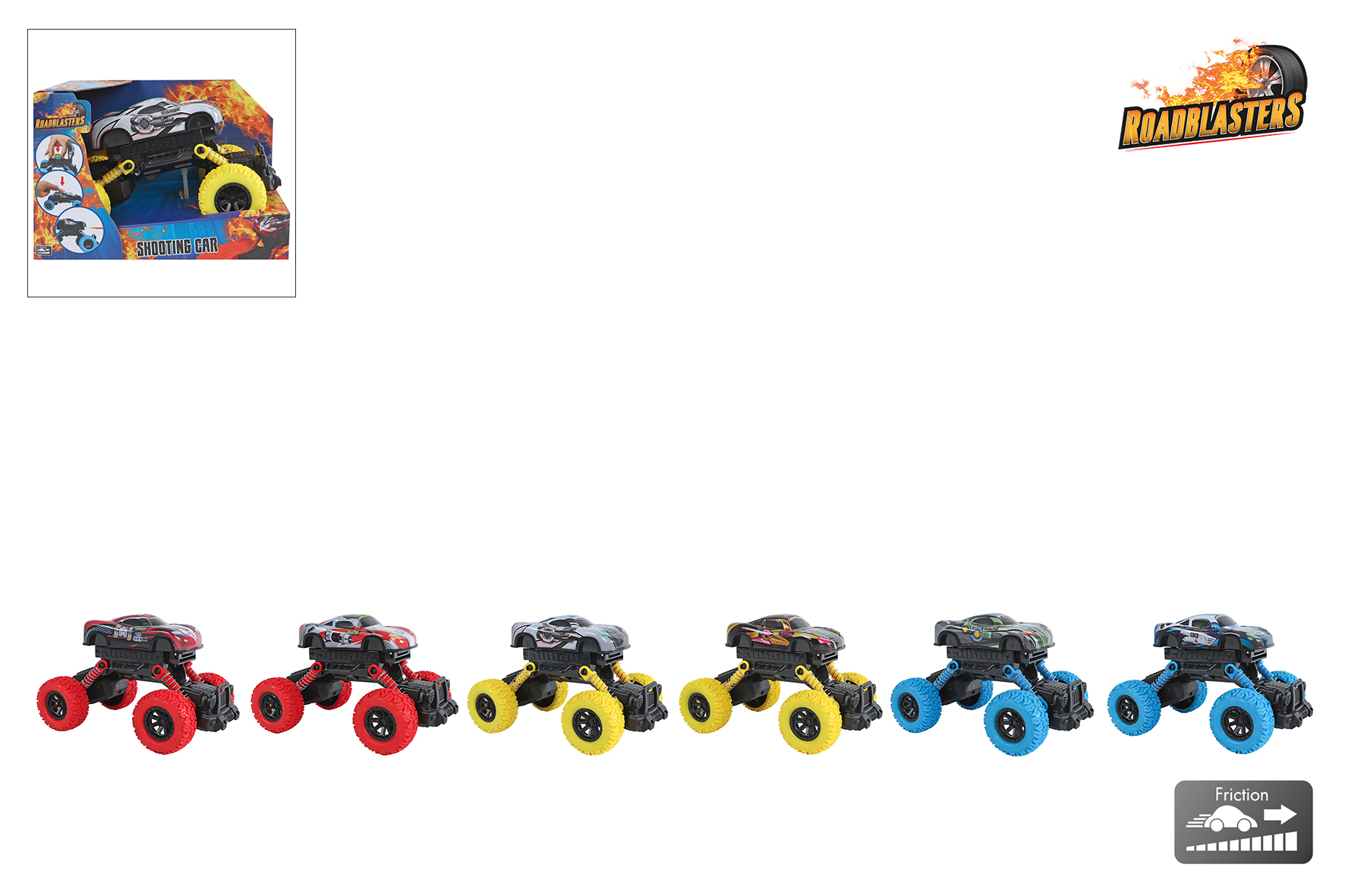 Roadblasters Big Wheel truck schietfunctie P/B 16,5cm ass.