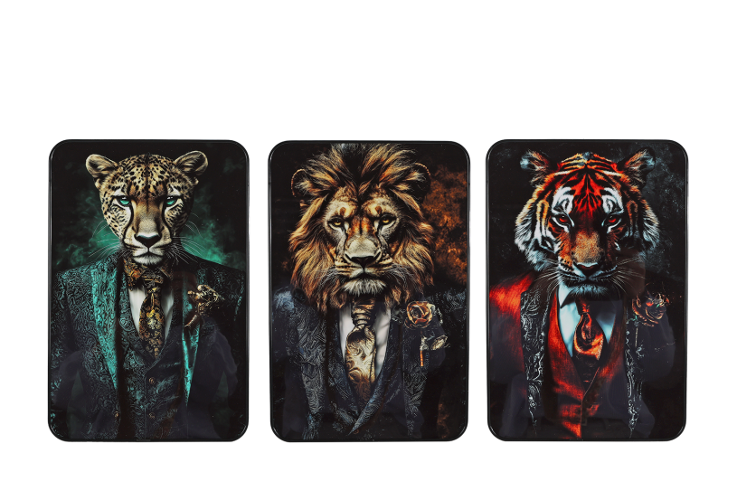 Schilderij Gentlemen Animals zwart 20x30x1cm 3 assorti