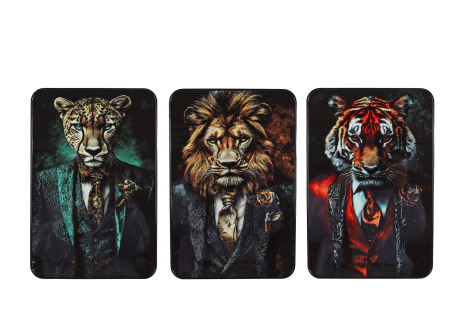 Schilderij Gentlemen Animals zwart 20x30x1cm 3 assorti