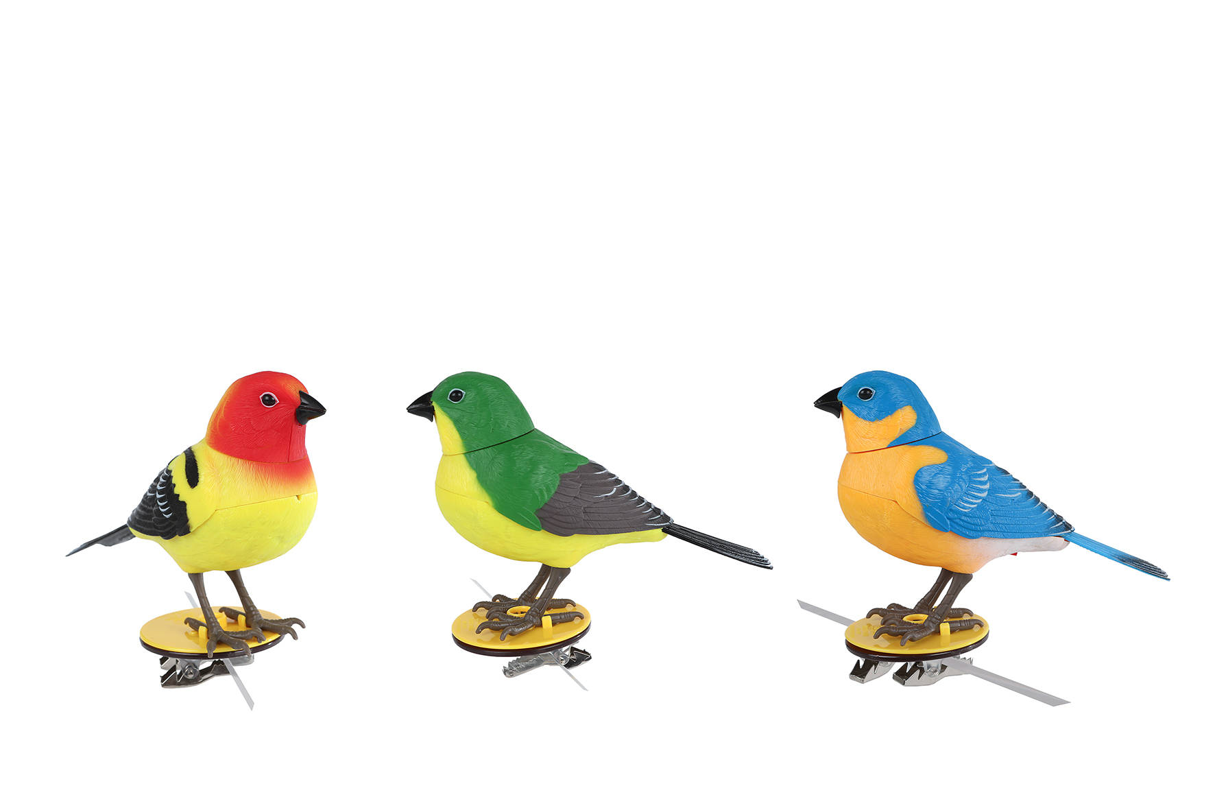 Vogel Singing Bird kunststof 12x4,5x9,5cm assorti