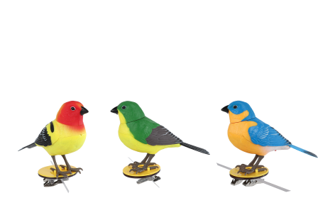 Vogel Singing Bird kunststof 12x4,5x9,5cm assorti