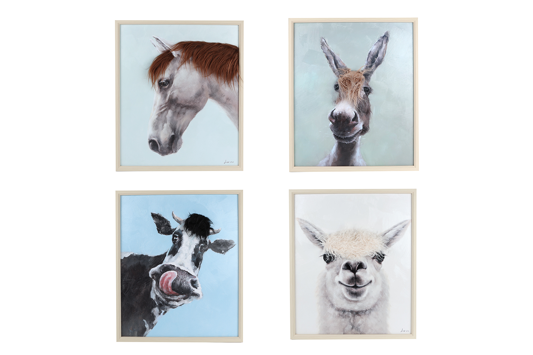 Schilderij Animals bruin hout 50x60x3,5cm assorti