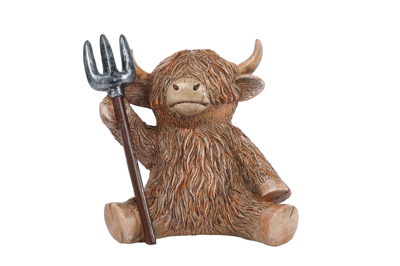 Sculptuur Higlander bruin polystone 10x8x12cm 4 assorti